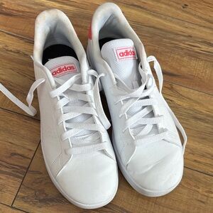 Adidas White Sneakers with hot pink.  NEW!